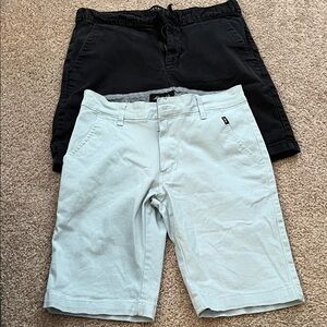 Aeropostale Light Blue and Black Men's Flat Front Shorts